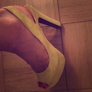 Zara Lime Green Platform Heels w/ Sling Back